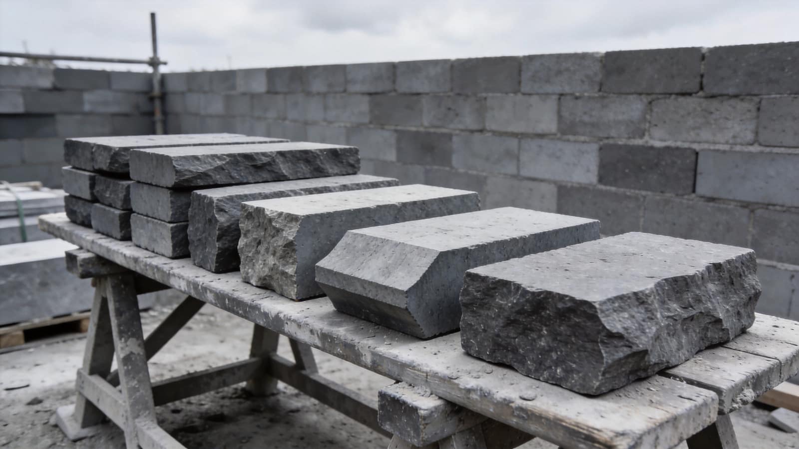 A gap in a dressed ashlar wall exposing the rubble core and mortar behind the finished face